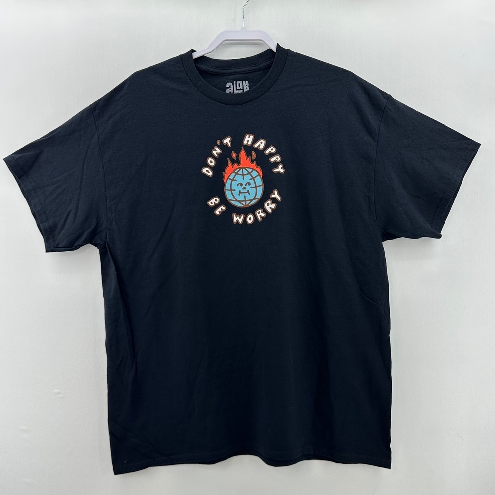 A-Lab 'Don't Happy Be Worry' Graphic Tee Shirt XL NWOT Funny Skater Streetwear